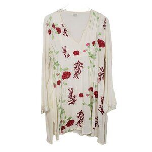 Velzera Embroidered Floral Tunic Rayon Boho Lightweight Longline Womens Size 2XL